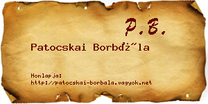 Patocskai Borbála névjegykártya